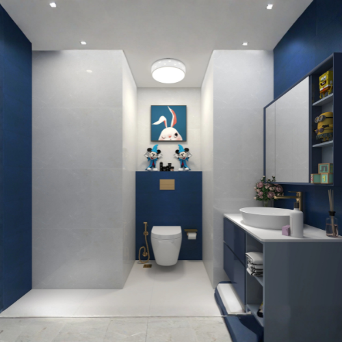 Brilliance Charm artistic kids bathroom with shelf vanity