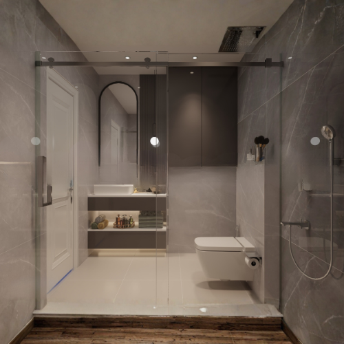 Chic Grey Haven dark grey modern bathroom design