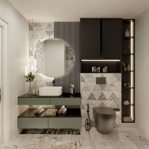 Modern Coastal simple bathroom design with glass shower
