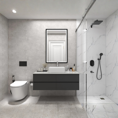 Vintage Tranquility traditional bathroom with kitkat tiles