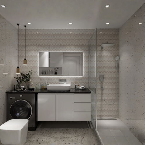 Noir Nexus dark modern simple bathroom design