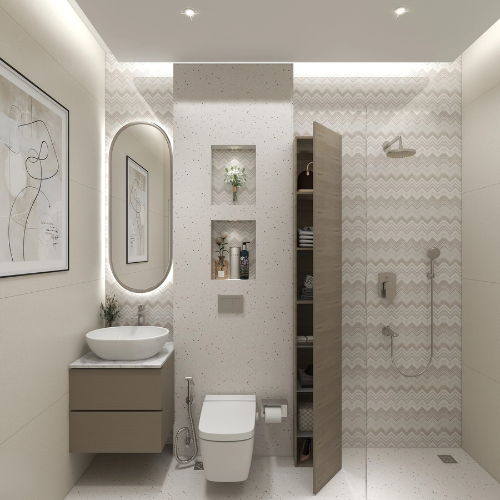 Dark Delight repeated small bathroom design