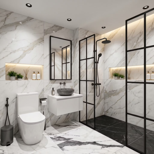 Vibrant Harmony space saving bathroom design
