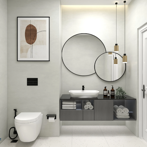 Earthly Louvre space saving bathroom design